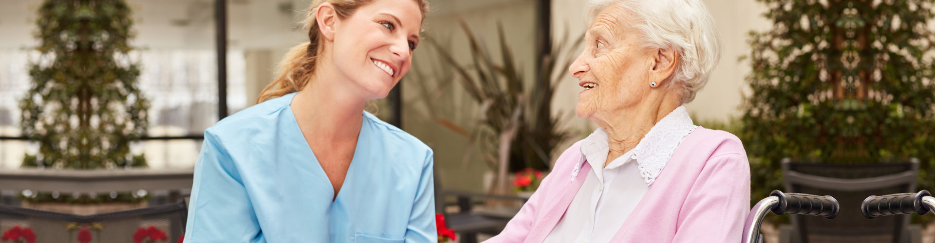 Caregiver cares for senior citizen